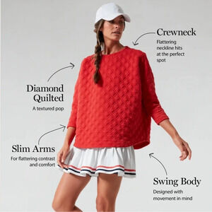 Tuckernuck TSport Red Hot Alley quilted swing crew neck sweatshirt size XS/S